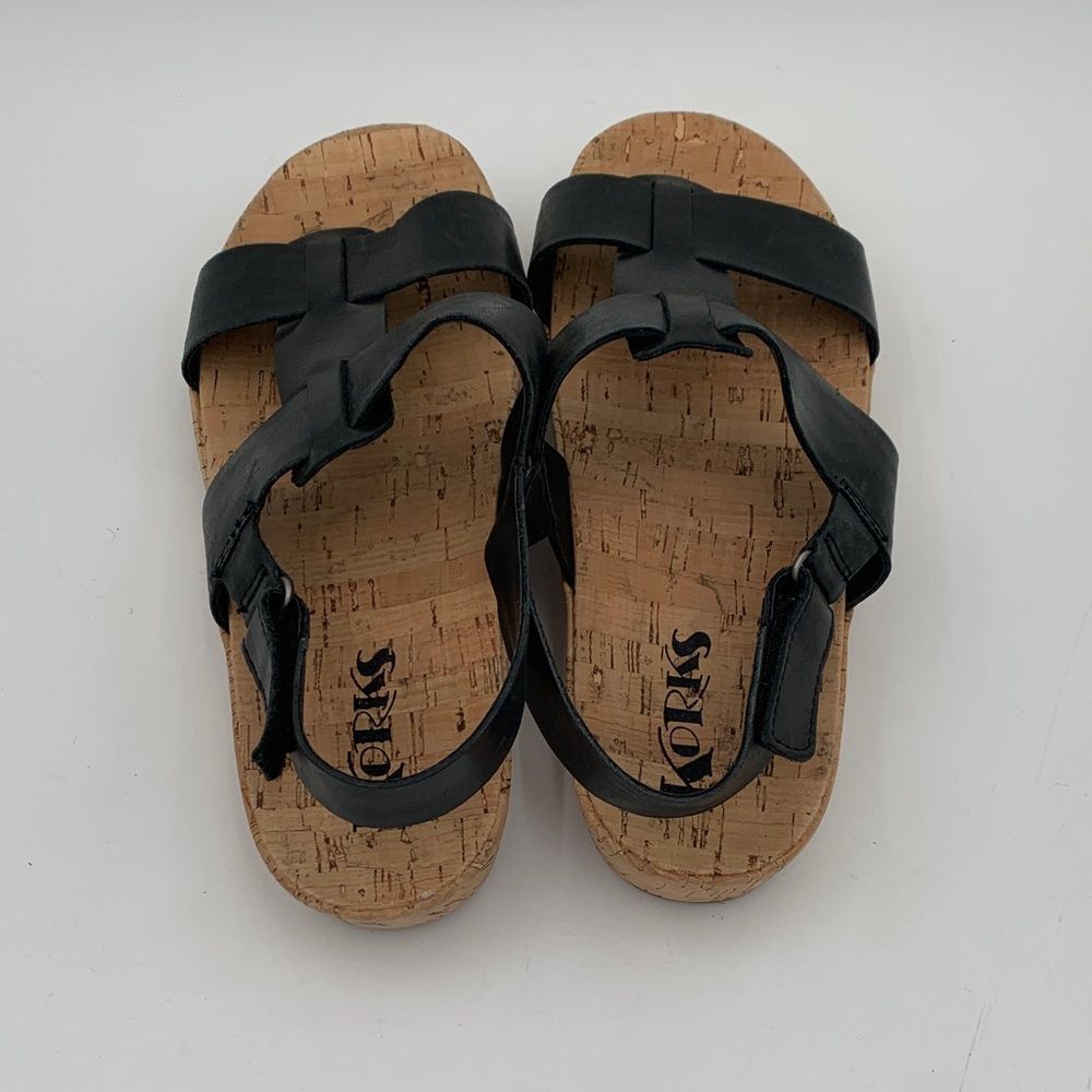 Kork-Ease Black Leather Cork Platform Strappy Sandals Size 8 - Picture 8 of 11